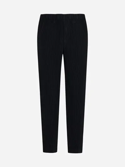 Issey Miyake Pleated Fabric Trousers In Black