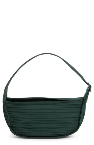 Issey Miyake Pleated Half Moon Handbag In Green