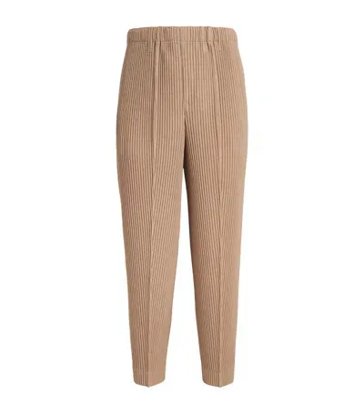 Issey Miyake Pleated Straight Trousers In 46-ash Beige