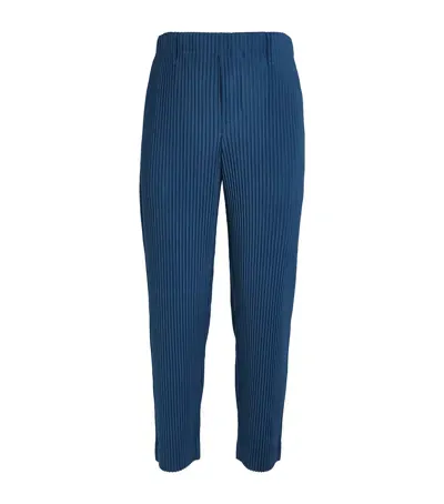 Issey Miyake Pleated Straight Trousers In Blue