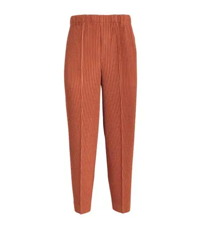 Issey Miyake Pleated Straight Trousers In Orange