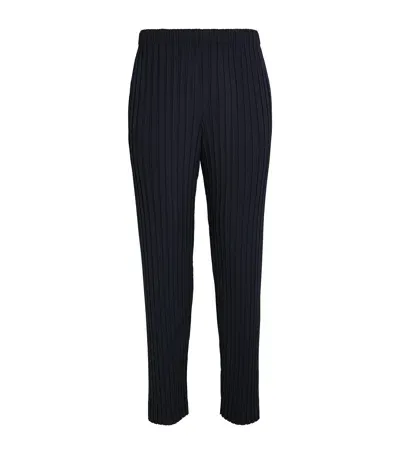 Issey Miyake Pleated Straight Trousers In Navy