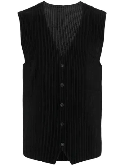 Issey Miyake Plissé Vest In Black