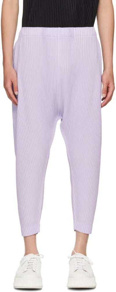 Issey Miyake Purple Colorful Pleats Trousers In 80-soft Lavender