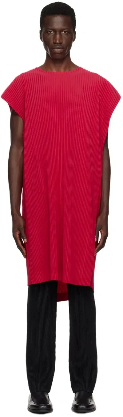 Issey Miyake Red Rectangle Tank Top In Pink