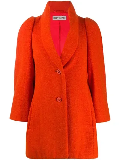 Pre-owned Issey Miyake Relaxed Fit Coat In Orange