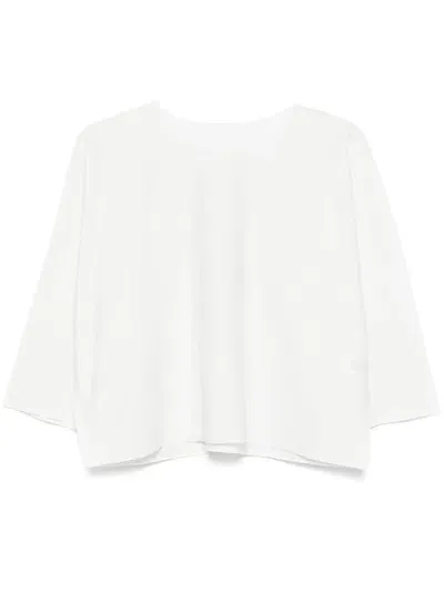 Issey Miyake Ribbed Top In White