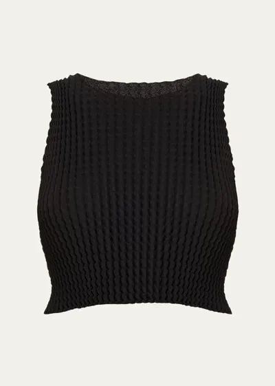 Issey Miyake Spongy Bk 46 Cropped Top In Black