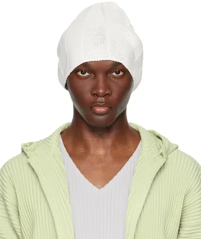 Issey Miyake White Blooming Beanie In 41-ivory