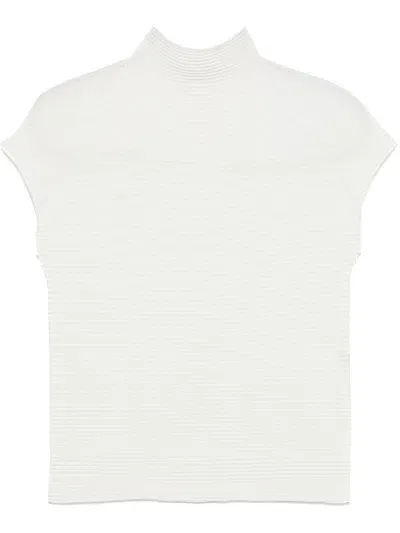 Issey Miyake Wooly Pleats Top In White