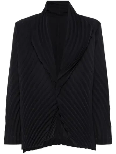 Issey Miyake Wrapped Pleats Jacket In Blue