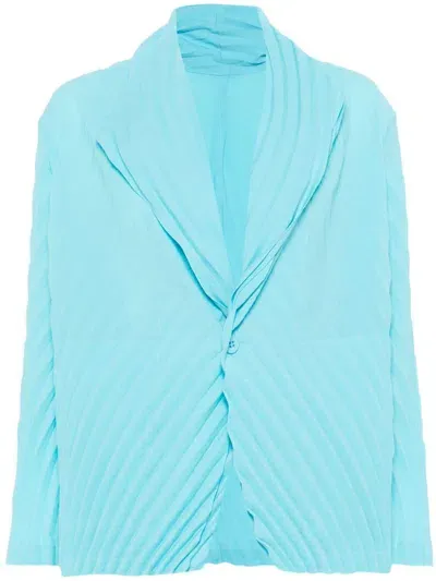 Issey Miyake Wrapped Pleats Jacket In Blue