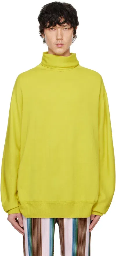 Issey Miyake Yellow Wool Smooth Knit Turtleneck In 52-yellow