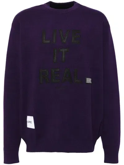 Izzue Appliqué Slogan Jumper In Purple