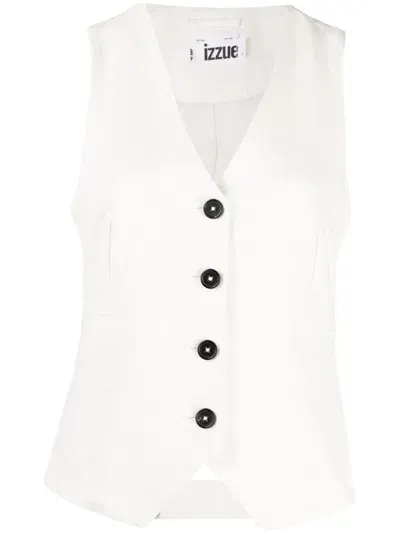 Izzue Button-up Cut-out-detail Waistcoat In White