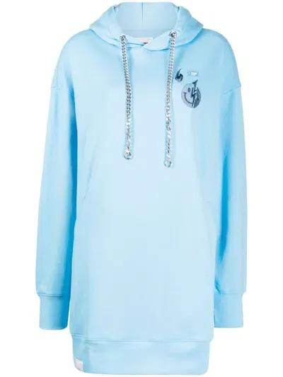 Izzue Logo-embroidered Cotton Sweatshirt Dress In Blue