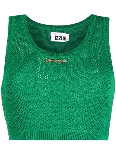 Izzue Logo-plaque Knitted Top In Green