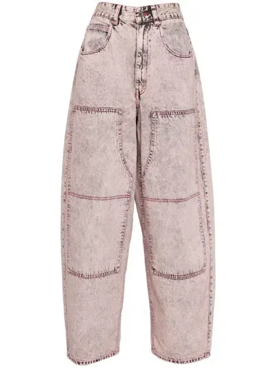 Izzue Panelled Straight-leg Jeans In Pink