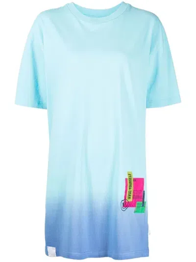 Izzue Patchwork Ombré Effect T-shirt In Blue