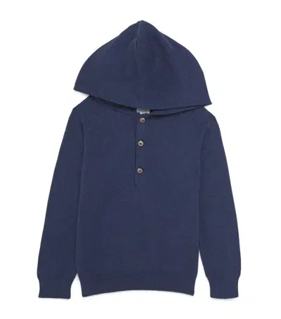 J & Josh Kids' Cotton Button-up Hoodie In Blue