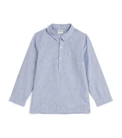 J & Josh Kids' Cotton-linen Shirt In Blue