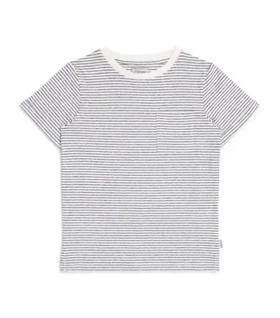 J & Josh Kids' Cotton-linen Striped T-shirt In White