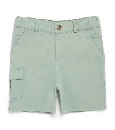 J & Josh Kids' Linen-cotton Drawstring Shorts In Green