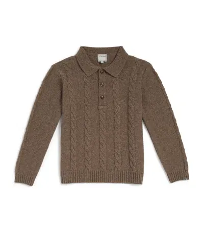 J & Josh Kids' Merino-cashmere Polo Sweater In Beige