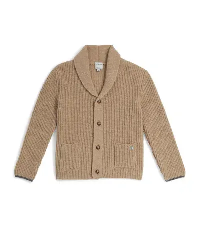 J & Josh Kids' Merino-cashmere Shawl Cardigan In Beige