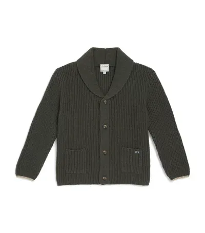 J & Josh Kids' Merino-cashmere Shawl Cardigan In Green