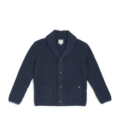 J & Josh Kids' Merino-cashmere Shawl Cardigan In Navy