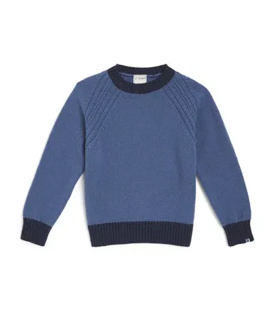 J & Josh Kids' Merino-cashmere Sweater In Blue