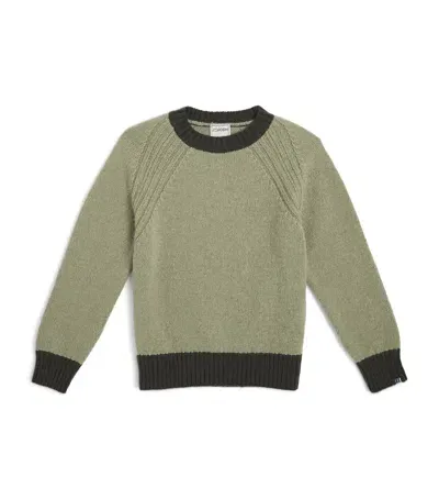 J & Josh Kids' Merino-cashmere Sweater In Green