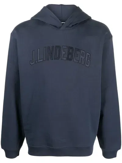 J. Lindeberg Kyzer Embroidered-logo Hoodie In 蓝色