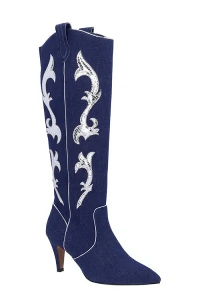 J. Reneé Siera Knee High Western Boot In Blue