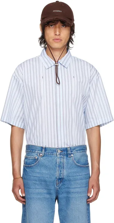 Jacquemus Blue Les Classiques 'la Chemise' Shirt In 3fe Print Blue Strip