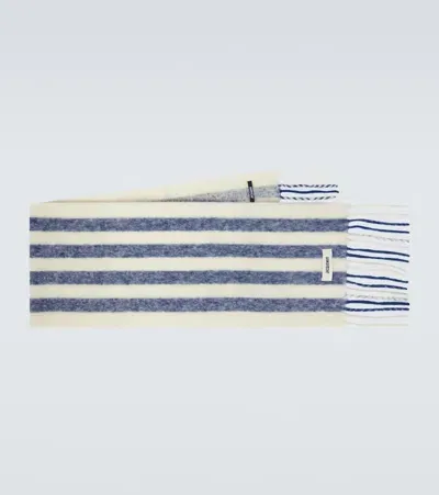 Jacquemus Carro Striped Wool-blend Jacquard Scarf In Blue