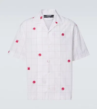 Jacquemus Checked Cotton Jacquard Bowling Shirt In White