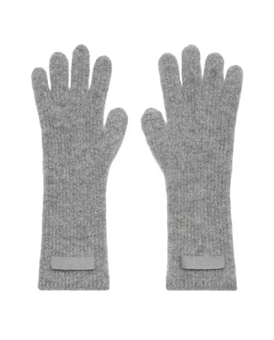 Jacquemus Grosgrain Wool Gloves In Grey