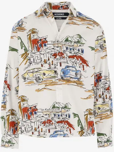 Jacquemus La Chemise Simon Printed Cotton Shirt In White