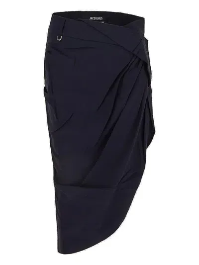 Jacquemus La Jupe Saudade Draped Skirt In Blue