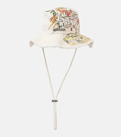 Jacquemus Le Bob Artichaut Printed Canvas Sun Hat In White