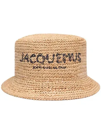 Jacquemus Le Bob Peach Bucket Hat In Brown