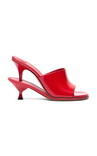 Jacquemus Les Doubles Stacked Patent Leather Mules In Red