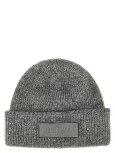 Jacquemus Logo Beanie In Gray