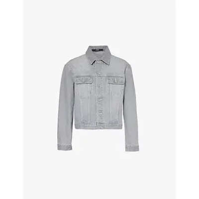 Jacquemus La Veste Brand-patch Regular-fit Denim Jacket In Grey/off-white