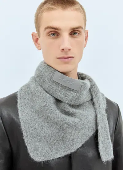 Jacquemus Le Chale Gros Grain Scarf In Gray