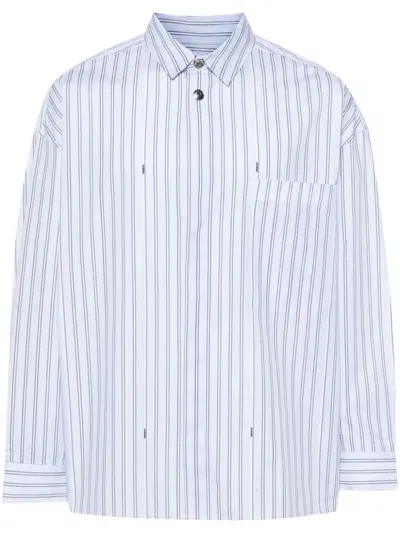 Jacquemus Logo-studs Striped Shirt In White