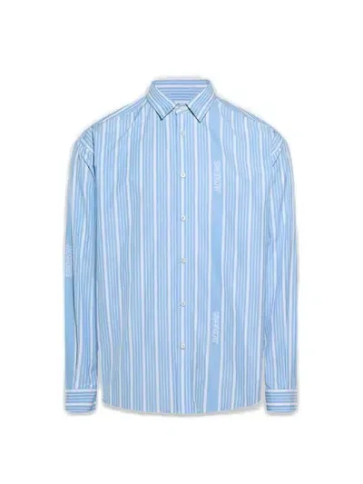 Jacquemus Striped Collared Long In Blue