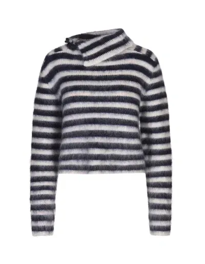 Jacquemus Turtleneck Striped Jumper In Blue